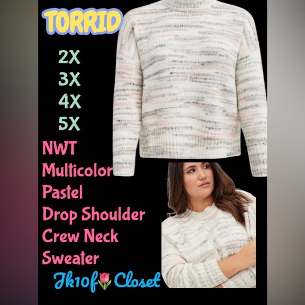 LOWEST🌺 NWT TORRID 2X-3X-4X-5X Multicolor Pastel Crew Neck Sweater